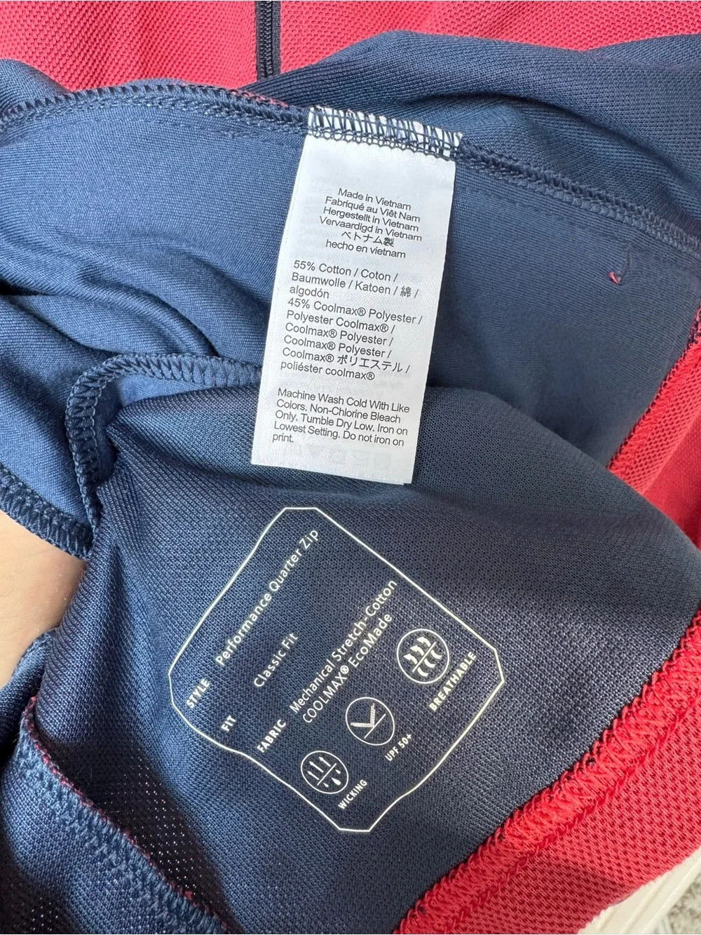 J. Crew Raspberry Quarter-Zip Pullover with Navy Trim NWT size M